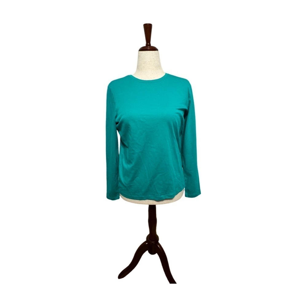 Women's L.L.Bean Tee, Long-Sleeve Crewneck Size M Deep Turquoise